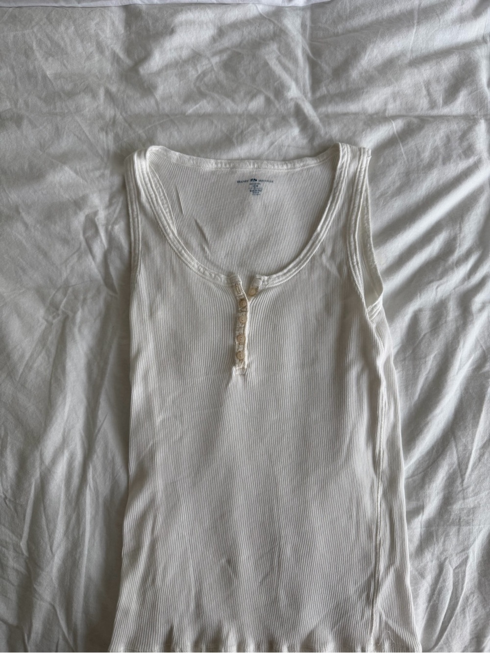 Brandy Melville White Ribbed Henley Tank Top - Women